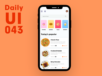 Daily UI 043 - Food menu app daily 100 challenge daily ui dailyui food food menu menu ui uidesign uiux ux