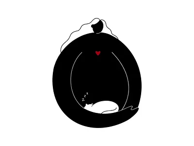 Love cat girl hug illustration leia love sleep
