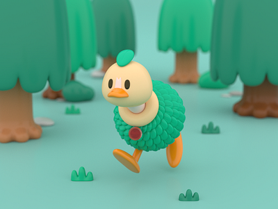 Create Your Own Pokemon: Osbush ! 3d 3d modeling animal c4d character character design cinema 4d forest game illustration ostrich pokemon render