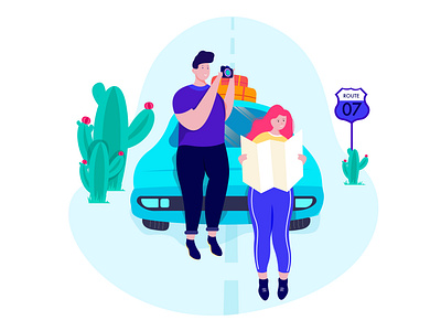 T R A V E L app character flat illustration minimal ui ux web