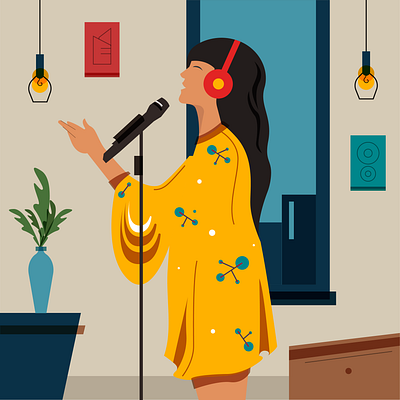 Signing enjoy headphone home mic music rythm sing song