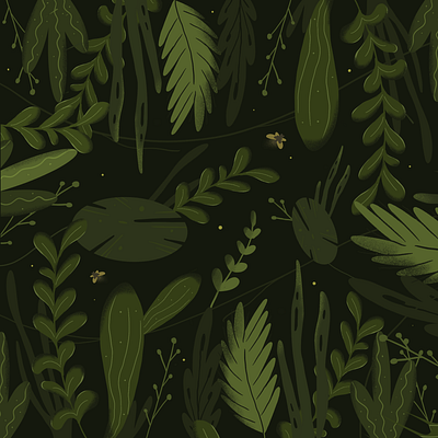 Night Vision butterfly calm forest leaves night plants procreate shadows