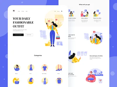 Fashion Website Exploration boutique clothing design dresses ecommerce fashion header illustration landingpage shop ui vector web website