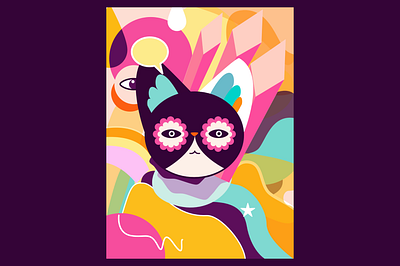 Cool Cat design flat illustration ui