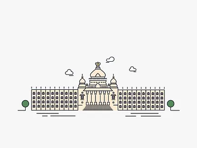 Vidhana Soudha, Bengaluru bengaluru dribbble flat illustration vidhanasoudha web