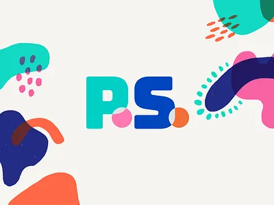 p.s. branding colors hand drawn logo navy orange organic organics pink shapes teal wordmark