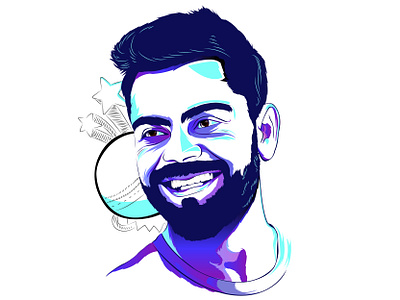 Virat Kohli business illustration design digital art digital illustration graphic design illustration illustrator minimalist pen and ink portrait sketch