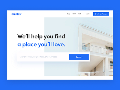 Zillow Real Estate Redesign Concept minimalist modern website real estate real estate agency redesign redesign concept redesigned ui design user interface web design