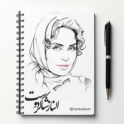 Portrait of "Elnaz Shakerdoust / الناز شاکردوست" drawing illustration painting portrait