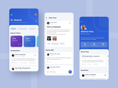 Forum App Exploration app clean design forum app ios iphonex minimalistic profile page thread ui uidesign uiux