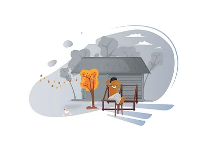 retirement art design flat illustration illustrator old vector