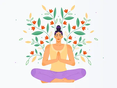Yoga Time character character design design flat illustration namaste plants ui ui design ui illustration vector web illustration yoga yoga app yoga pose
