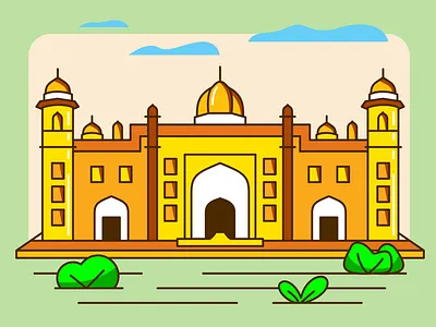 Lalbagh Fort bangladesh design dhaka illustration lalbagh fort lalbagh kella line drew vector