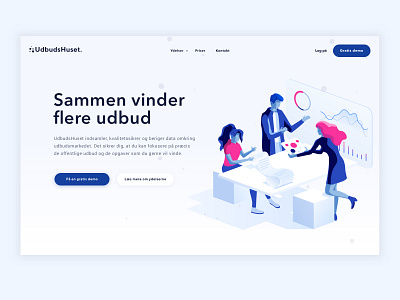 Udbudshuset website brand design branding design homepage icons isometric art isometric illustration landing page minimal ui uidesign ux web webdesign website