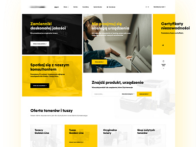 Page for toner distributor (Home Page) black brand branding design flat landing page landingpage print toner typography ui ux web webdesign website yellow