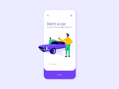 Ui - Rent a Car abstract app car colors combination design digital art dribbble illustration interface minimal rental ui ui ux ui design vector