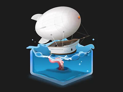 zeplin airship octopus sketch