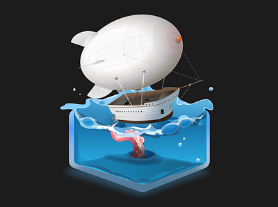 zeplin airship octopus sketch