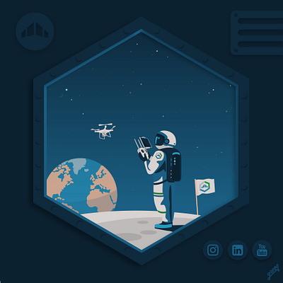 Bati Exp'Air artwork astronaut cosmonaut creative digitalart drawing drone earth flatdesign graphic design graphicdesigner illustration illustrator mission moon planet space spacial universe vectorart