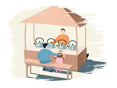 Childhood memories—lotus root powder girl illustration lotus root powder