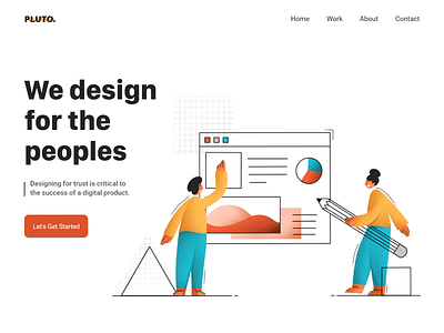 Landing page art artwork concept creators design helping illustration landing landingpage line line art man screen startups ui uiux website woman