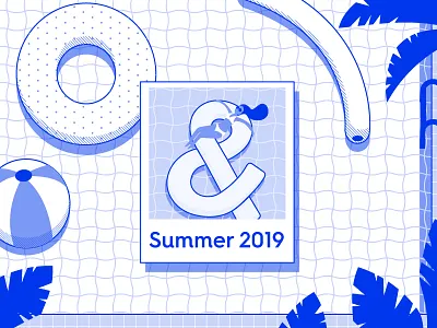 Summer 2019 blue design illustration logo pic polaroid pool summer water