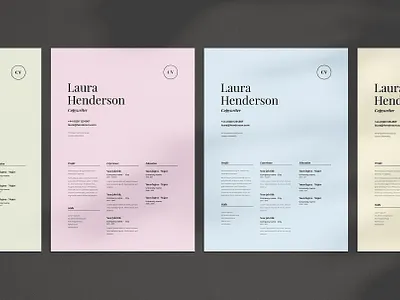 Laura | CV / resume template a4 clean color colorful creative cv creative resume creativemarket curriculum vitae cv cv design cv template minimal modern playfair display resume resume template serif template us letter