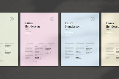 Laura | CV / resume template a4 clean color colorful creative cv creative resume creativemarket curriculum vitae cv cv design cv template minimal modern playfair display resume resume template serif template us letter