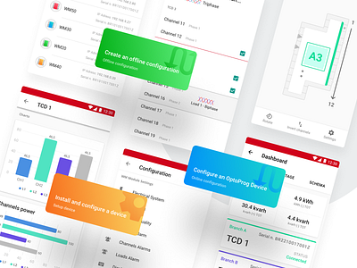 Universal Configuration System for IOT app app design charts configuration dashboard dashboard app design system electric energy iot iot app kwh monitoring phase renewable energy server farm triphase