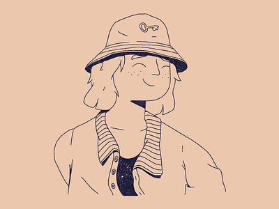 Girl with a bucket hat bucket hat character dots editorial illustration girl illustration outfit outline pattern procreate streetwear texture