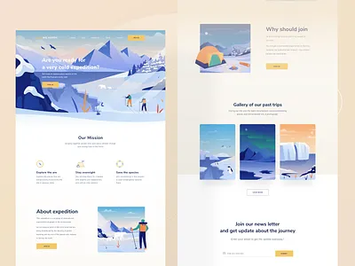 Expedition landing page 🌏 animal app chart clean clean ui dashboard desktop gallery human illustration image landing minimal mobile mountain pastel profile ui website white