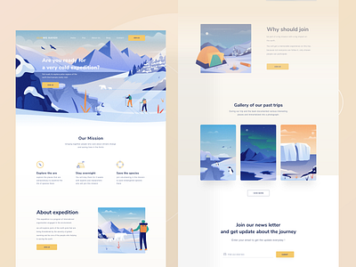 Expedition landing page 🌏 animal app chart clean clean ui dashboard desktop gallery human illustration image landing minimal mobile mountain pastel profile ui website white