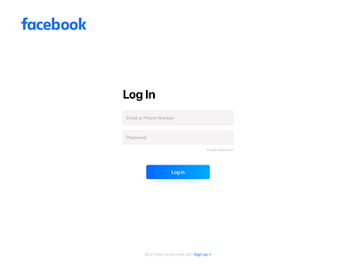 Minimalistic Facebook Login Page clean design facebook form login login design login form login page login screen minimalist minimalistic sign in sign in form sign in page sign in screen signup simplicity simplistic ui ux