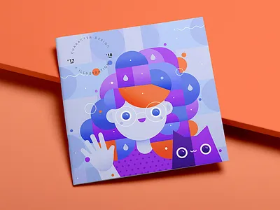 Hello! book cat cute gillustration girl illustration purple vector