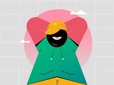 CHILLAX character character design chill chilling clouds colors design eye flat flowtuts gradients grid hat illustration illustrations minimal sun vector vectorart vibes