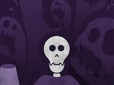 Tormento bedroom dead dead inside digital art digitalillustration ghost illustrator problems purple skeleton skull texture vector