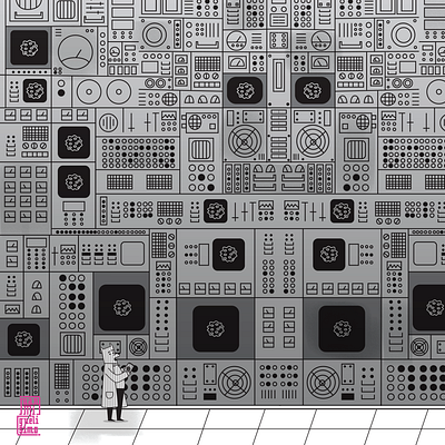 Personal computer character design comic fanzine illustration retro science vector