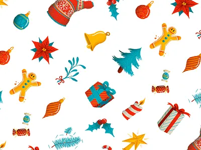 Save the Children | Christmas Jumper Day bells candle candy children christmas christmas ball christmas tree gift gingerbread man holiday illustration jingle bells jumper mistletoe pattern save the children snow star texture wrapping paper