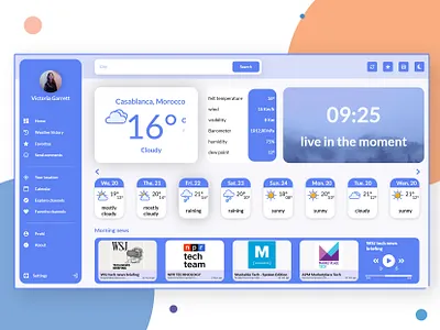 Weather and radio desktop app app app design colorful design desktop landing page new photoshop ui design uiux web design xd xd design