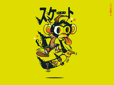 MONKEY character color design drawing freaky graphic graphicdesign illustration illustrator monkey skate skateboard vector