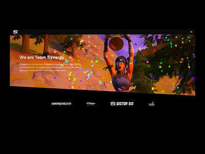 Team Synergy Homepage black esports faze fortnite gaming minimal trickshotting ui web app white