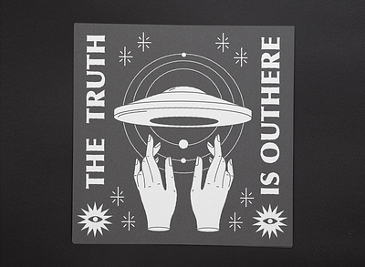 The truth is outhere branding hands icon illustration logo mystic ovni space stars ufo vector