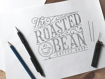 The Roasted Bean - Coffee Shop Logo branding calligraphy lettering logo logotype