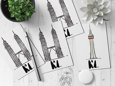 Kuala Lumpur Postcards artwork brush calligraphy design designer draw drawing ipad kuala lumpur lettering malaysia passion plant postcard procreate stationery sticker tower watercolor watercolour