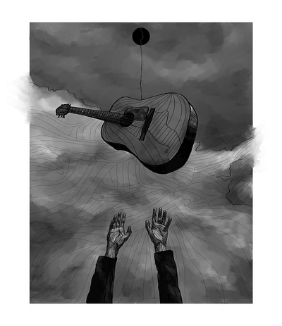 Catch me adobe photoshop blackandwhite guitar hands line lineart wacom