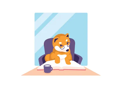 Momo character dog fable illustration not work shiba story