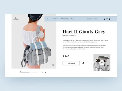 Grafea concept card backpack backpack bags brand card design clean daily ui product page