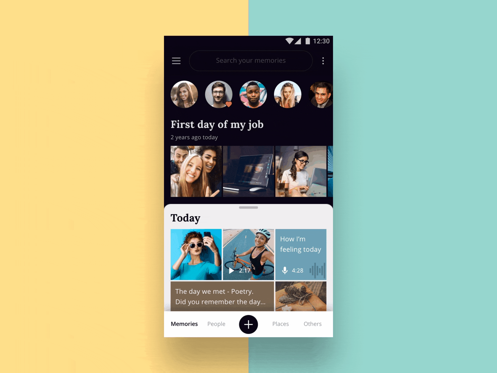 Memories App Concept animation app clean dark ui gif light memories ui