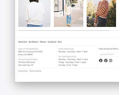 Soel Boutique Footer branding design ecommerce web design website