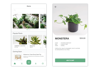 Plant Shop App app clean design mobile plant shop simple ui ux